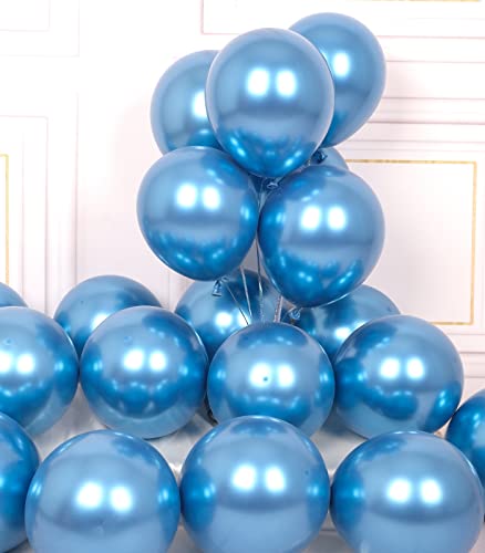 AULE Luftballons Blau Metallic Helium: 50 Stück 12 Zoll Luftballon Blaue Ballons Blau Latex Geburtstagsdeko für Baby Shower Gender Reveal Graduation Geburtstag Deko von AULE