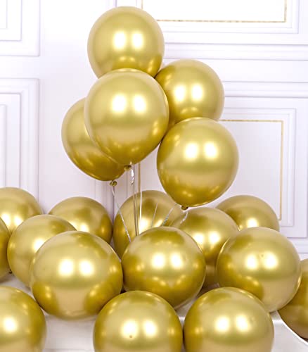 AULE Luftballons Gold Metallic Helium: 50 Stück 12 Zoll Luftballon Goldene Ballons Gold Latex Geburtstagsdeko für Graduation Jahrestag Junggesellenabschied Geburtstag Deko von AULE