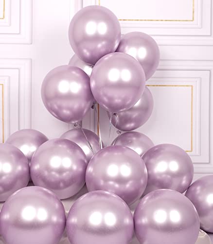 AULE Luftballons Lila Metallic Helium: 50 Stück 12 Zoll Luftballon Lavendel Ballons Hell Violett Latex Geburtstagsdeko für Geburtstag Party Hochzeit Babyparty Deko von AULE