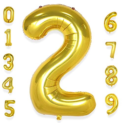 AULE Luftballon Zahl 2 Gold: XXL 101 cm Zahlen Folienballon Geburtstag Gold 2 Jahre 40 Zoll Helium Ballon Kinder Junge Mädchen Zahlenballon für Babyparty Jubiläum Deko AULE Luftballon Zahl 2 Gold: XXL 101 cm Zahlen Folienballon Geburtstag Gold 2 Jahre 40 Zoll Helium Ballon Kinder Junge Mädchen Zahlenballon für Babyparty Jubiläum Deko von AULE