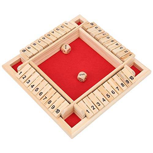 AUNC Holzwürfelspiel, Holzbrett-Würfelspielzeug, leicht zu erlernendes Shut The Box-Brett, 4-seitige 10-Zahlen-Spiele, für KTV Bar von AUNC