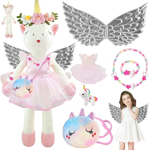 AUNGCSHE 6 Stuck Einhorn Kuscheltier Set, Ostergeschenke Kinder fur Tragetasche Stofftier Plüschtier Geschenk Mädchen 3 4 5 6 7 8 Jahre Kinder Spielzeug Ostern(Einhorn) von AUNGCSHE