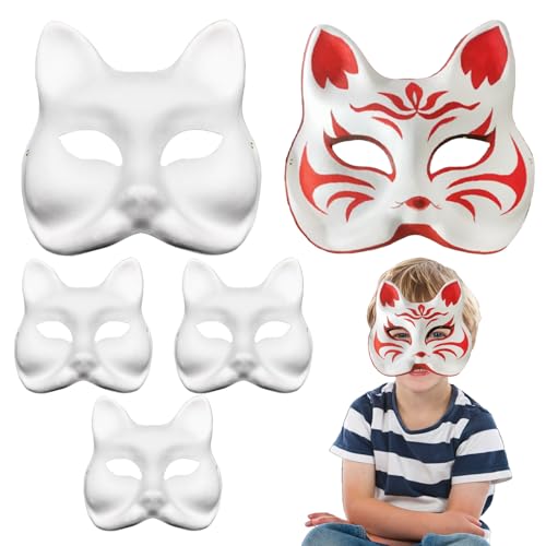 AUNGCSHE 5 Stück DIY Fuchs Masken zum Bemalen, Therian Mask, DIY Fuchs Weiße Maske Handgemalte Maske Maskenball Party für Karneval, Cosplay, Halloween Party Frau Mädchen Jungen AUNGCSHE 5 Stück DIY Fuchs Masken zum Bemalen, Therian Mask, DIY Fuchs Weiße Maske Handgemalte Maske Maskenball Party für Karneval, Cosplay, Halloween Party Frau Mädchen Jungen von AUNGCSHE