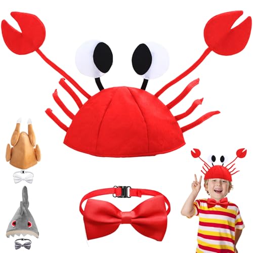 AUNGKWANG 2 Stück Krabbe Kostüm Lustige Hüte, Krabbe Mütze mit Rot Fliege, für Jungen und Mädchen, Cosplay, Halloween, Weihnachten, Kostümzubehör AUNGKWANG 2 Stück Krabbe Kostüm Lustige Hüte, Krabbe Mütze mit Rot Fliege, für Jungen und Mädchen, Cosplay, Halloween, Weihnachten, Kostümzubehör von AUNGKWANG