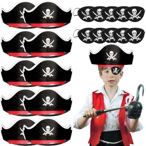 AUNGKWANG 20 Stück Piratenhut, Augenklappe Pirat, Piratenkostüm Kinder, Kindergeburtstag Piratenhut für Junge Kind Piraten Deko Halloween Feiertagspartys AUNGKWANG 20 Stück Piratenhut, Augenklappe Pirat, Piratenkostüm Kinder, Kindergeburtstag Piratenhut für Junge Kind Piraten Deko Halloween Feiertagspartys von AUNGKWANG