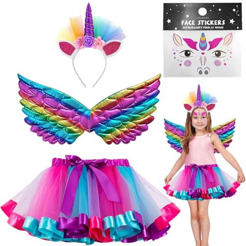 AUNGKWANG 4 Stück Violett Einhorn Kostüm Kinder, Kinder Kostüm, Einhorn Prinzessin Kleid, Mit Einhorn Stirnband Flügel, Gesicht Einhorn Sticker, für Halloween Weihnachten Karneval Geburtstag Party AUNGKWANG 4 Stück Violett Einhorn Kostüm Kinder, Kinder Kostüm, Einhorn Prinzessin Kleid, Mit Einhorn Stirnband Flügel, Gesicht Einhorn Sticker, für Halloween Weihnachten Karneval Geburtstag Party von AUNGKWANG