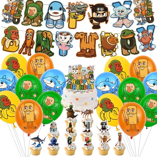 AUNGKWANG 42 Stück Tung Tung Tung Sahur Thema Geburtstagsparty Dekoration, Brainrot Geburtstag Dekoration Set, Anime Figur Kuchen Topper, Anime Geburtstag Dekorationen, Lustige Thema Party Supplies AUNGKWANG 42 Stück Tung Tung Tung Sahur Thema Geburtstagsparty Dekoration, Brainrot Geburtstag Dekoration Set, Anime Figur Kuchen Topper, Anime Geburtstag Dekorationen, Lustige Thema Party Supplies von AUNGKWANG