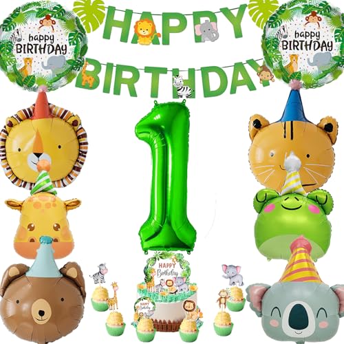 AUNGKWANG Dschungel Deko 1 Geburtstag, 17 Stück Wild 1 Geburtstags Dekoration, waldtiere geburtstag deko 1 jahr, Safari Ballon Geburtstagsdeko für 1 Geburtstag Mädchen Junge Kinder AUNGKWANG Dschungel Deko 1 Geburtstag, 17 Stück Wild 1 Geburtstags Dekoration, waldtiere geburtstag deko 1 jahr, Safari Ballon Geburtstagsdeko für 1 Geburtstag Mädchen Junge Kinder von AUNGKWANG