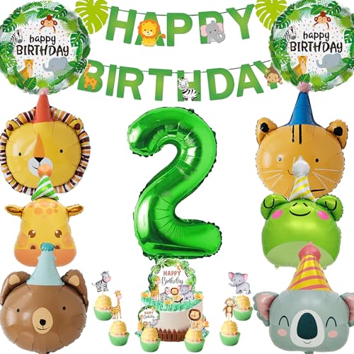 AUNGKWANG Dschungel Deko 2 Geburtstag, 17 Stück Wild 2 Geburtstags Dekoration, waldtiere geburtstag deko 2 jahr, Safari Ballon Geburtstagsdeko für 2 Geburtstag Mädchen Junge Kinder AUNGKWANG Dschungel Deko 2 Geburtstag, 17 Stück Wild 2 Geburtstags Dekoration, waldtiere geburtstag deko 2 jahr, Safari Ballon Geburtstagsdeko für 2 Geburtstag Mädchen Junge Kinder von AUNGKWANG