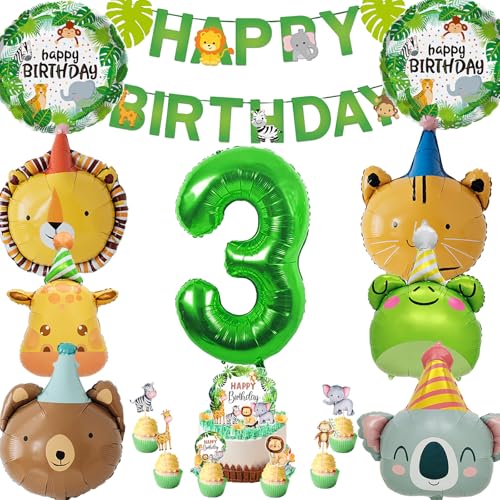 AUNGKWANG Dschungel Deko 3 Geburtstag, 17 Stück Wild 3 Geburtstags Dekoration, waldtiere geburtstag deko 3 jahr, Safari Ballon Geburtstagsdeko für 3 Geburtstag Mädchen Junge Kinder AUNGKWANG Dschungel Deko 3 Geburtstag, 17 Stück Wild 3 Geburtstags Dekoration, waldtiere geburtstag deko 3 jahr, Safari Ballon Geburtstagsdeko für 3 Geburtstag Mädchen Junge Kinder von AUNGKWANG