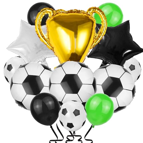 AUNGKWANG Fußball Ballons Set, World Cup Alufolie Fußball Luftballons, Fussball Deko Geburtstag für Kinder, Fussball Geburtstag Deko, Luftballons Fussball für Party Deko Kindergeburtstag Jungen von AUNGKWANG