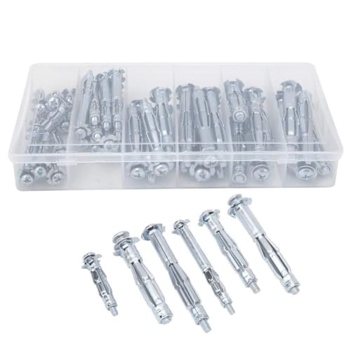 AUNMAS 42pcs M4 M5 M6 Trockenbauschrauben, Integrale Gewindekleber-Unterlegscheiben Kompatible Schlitzkreuzschlitzschraubendreher Sheetrock-Schrauben mit Expansionsschraube für die von AUNMAS