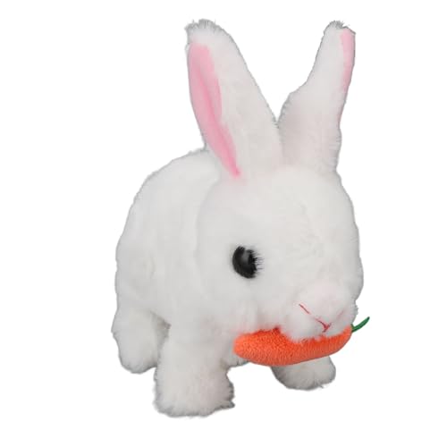 AUNMAS Elektronische Kaninchen Spielzeug, Plüsch Interaktiver Ostern Elektronisch Hopping Bunny Toy mit Sound Wiggle Ohr für Weihnachten Geburtstag Geschenke (White) von AUNMAS