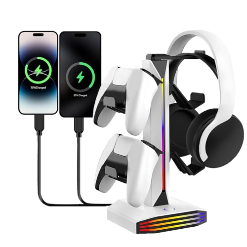 AUNMAS RGB Controller Stand Headset Holder, Rotierbarer Schreibtisch mit RGB -Beleuchtung Typ C und 2 USB -Ports Gaming -Organisator für Home Office, für das Studienstudio AUNMAS RGB Controller Stand Headset Holder, Rotierbarer Schreibtisch mit RGB -Beleuchtung Typ C und 2 USB -Ports Gaming -Organisator für Home Office, für das Studienstudio von AUNMAS