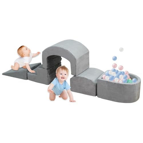 AUNMAS Weiche Kletterblöcke, Kleinkind -Treppendreieck -Kissen Oval Ball Grubenspiel -Set mit Unregelmäßigen Blöcken für den Langfristigen Innenvergnügen von AUNMAS