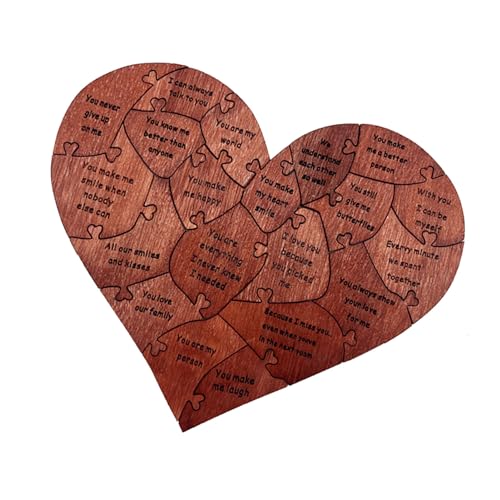Romantisches Herzpuzzle aus Holz, Konstruktion aus Birkenholz, 20 Liebesbotschaften, Lustige Interaktive Erlebnis-Aufbewahrungsbox aus Holz für den Valentinstag, den Hochzeitstag von AUNMAS