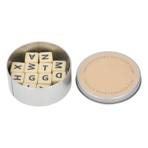 Würfel-Kreuzworträtsel-Spiel, Kunststoff-Kreuzworträtsel-Scrabble-Spiel, 12 Englische Buchstabenwürfel, Kreuzworträtsel-Spiel mit Aufbewahrungsbox für Rechtschreibübungen, (Silver) von AUNMAS