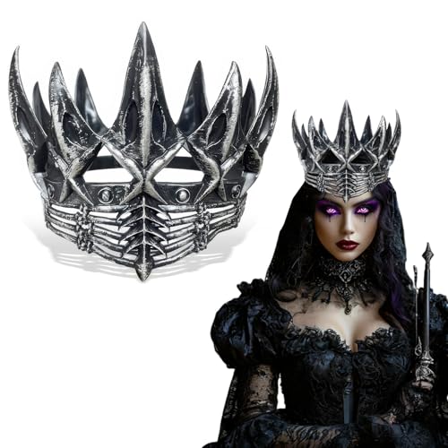 AUOCATTAIL Böse Königin Krone Stirnband Gothic Dunkelheit Hexe Kopfbedeckung für Frauen Halloween Cosplay Kostüm Zubehör (Silber) von AUOCATTAIL