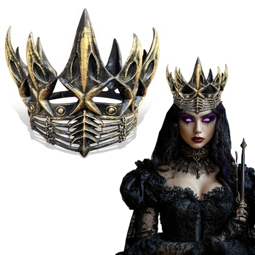 AUOCATTAIL Böse Königin Krone Stirnband Gothic Dunkelheit Hexer Kopfschmuck für Frauen Halloween Cosplay Kostüm Zubehör (Gold) von AUOCATTAIL
