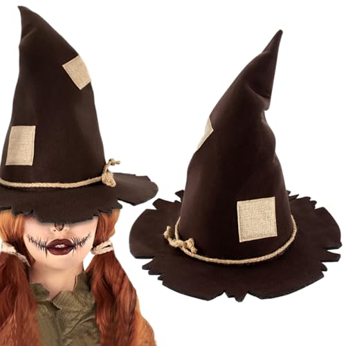 AUOCATTAIL Halloween Vogelscheuche Patch Hexenhut für Frauen Horror Braun Vogelscheuche Kappe Zauberer Hut Kostüm Zubehör für Halloween Cosplay Maskerade Karneval Party Kopfbedeckung, Braun, Small AUOCATTAIL Halloween Vogelscheuche Patch Hexenhut für Frauen Horror Braun Vogelscheuche Kappe Zauberer Hut Kostüm Zubehör für Halloween Cosplay Maskerade Karneval Party Kopfbedeckung, Braun, Small von AUOCATTAIL