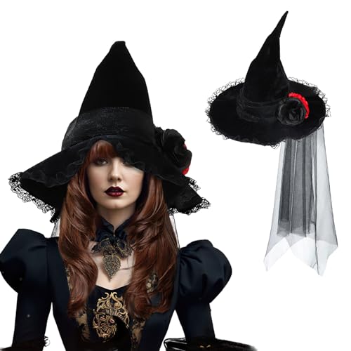 AUOCATTAIL Hexenhut Barock Halloween Gothic Königin Mesh Imitation Blume Zubehör Hexenhut Zubehör AUOCATTAIL Hexenhut Barock Halloween Gothic Königin Mesh Imitation Blume Zubehör Hexenhut Zubehör von AUOCATTAIL