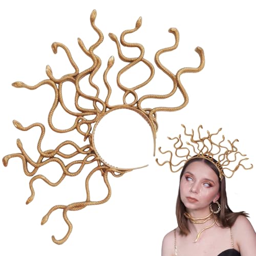 AUOCATTAIL Medusa Schlange Stirnband Halloween Griechische Göttin Kopfschmuck für Frauen Halloween Cosplay Party Kostüm Zubehör (Gold) von AUOCATTAIL