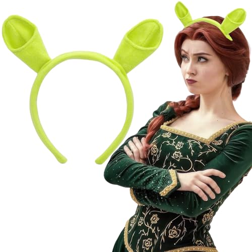 AUOCATTAIL Niedliche grüne Ogerohren Plüschohren Elfenhörner Stirnband Halloween Alien dekorativer Haarreif für Frauen Halloween Cosplay Kostüm Party Zubehör von AUOCATTAIL
