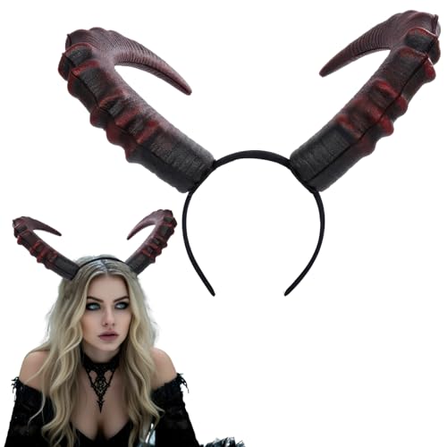 AUOCATTAIL Teufelshörner Stirnband Gothic Rot Schwarz Groß Dämon Horn Stirnband für Damen Herren Halloween Kostüm Cosplay Zubehör AUOCATTAIL Teufelshörner Stirnband Gothic Rot Schwarz Groß Dämon Horn Stirnband für Damen Herren Halloween Kostüm Cosplay Zubehör von AUOCATTAIL