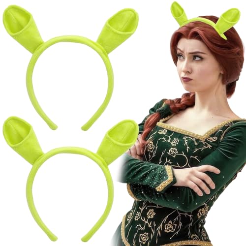 Niedliche grüne Ogerohren Plüsch Tier Ohren Elf Hörner Stirnband Halloween Alien Dekorativer Haarreifen für Frauen Halloween Cosplay Kostüm Party Zubehör von AUOCATTAIL