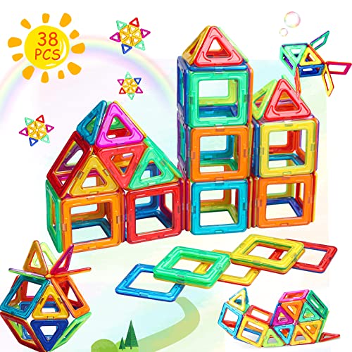 Magnetische Bausteine Magnete Bauklötze Spielzeug, Frühe Bildungsbau Magnetfliesen Gebäude Set Geschenk für kinder ab 3 4 5 6 7 8 Jahre alte Junge Mädchen Geburtstags von AUOLTE