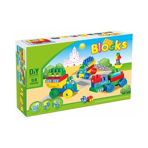 Bunte Kinder-Bausteine Set 58 Teile – Lernspielzeug mit Zahlen & Formen ab 3 Jahren von AURUM