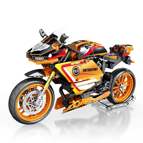 Klemmbausteine Technik Motorrad – 760 Teile Bausatz mit Kettenantrieb & Lenkung von AURUM