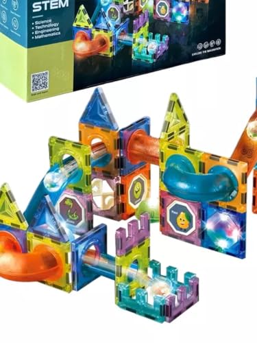 ZakToys Magnetische Bausteine, 75 Stücke STEM Konstruktion Fliese Magnet Blöcke Murmelbahn-Set Montessori Bauklötze Lernspielzeug Alltägliches BAU Spielzeug für 3-12 Jahre Jungen Mädchen Geschenk von AURUM