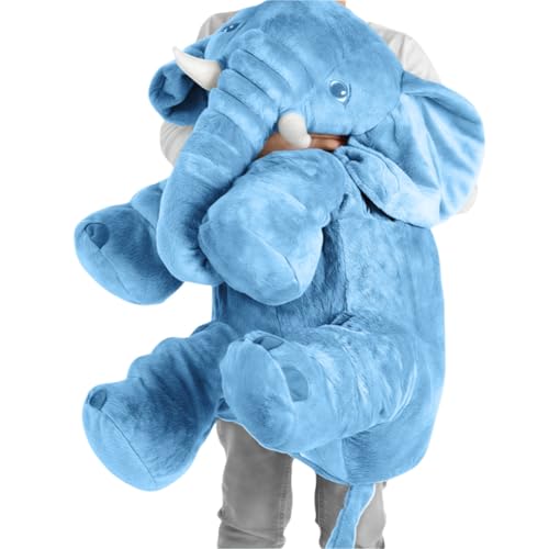 AURWEL XXL Elefant Kuscheltier 60cm, Weiches Elefant Spielzeug & Plüschtier, Großes Stofftier für Kinderzimmer-Deko, Einfach zu Reinigen Familie, Freunde und Tierliebhaber（Blau） von AURWEL