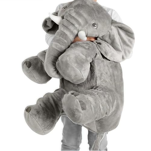AURWEL XXL Elefant Kuscheltier 60cm, Weiches Elefant Spielzeug & Plüschtier, Großes Stofftier für Kinderzimmer-Deko, Einfach zu Reinigen Familie, Freunde und Tierliebhaber（Grau） von AURWEL