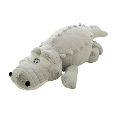 AURWEL XXL Süßes Kuscheltier Krokodil 100cm | Großes Plüschtier Flauschiges Stofftier | Weiches Spielzeug & Wohnkissen für Kinderzimmer Familie | Freunde und Tierliebhaber（Grau） von AURWEL