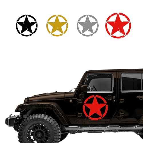 Autodomy 4x4 Off Road Army Stern Militär Zerstört Military Star US Army Aufkleber Verschiedene Größen 10 cm 15 cm 20 cm 25 cm Paket 2 Stück für Auto oder Motorrad (Rot, 25 Cm) von AUTODOMY