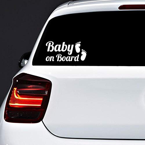 Autodomy 2 Stück Baby On Board Baby an Bord Füße Hohe Sichtbarkeit aus großer Entfernung | Baby on Board Aufkleber Auto Für alle Fahrzeugtypen | 15x7 cm (Weiß) von AUTODOMY