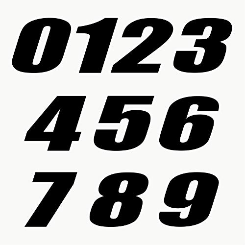 Autodomy Motorrad Motocross Nummer 10 Stücke | Startnummer Aufkleber Sie widerstehen Regen und Sonne | Vinyl Number Stickers Schwarz von AUTODOMY