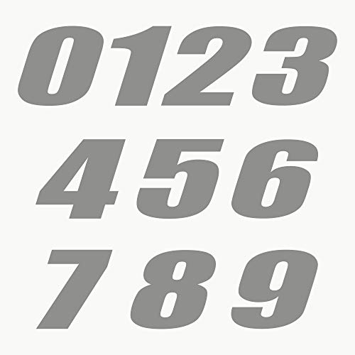 Autodomy Motorrad Motocross Nummer 10 Stücke | Startnummer Aufkleber Sie widerstehen Regen und Sonne | Vinyl Number Stickers Silber von AUTODOMY