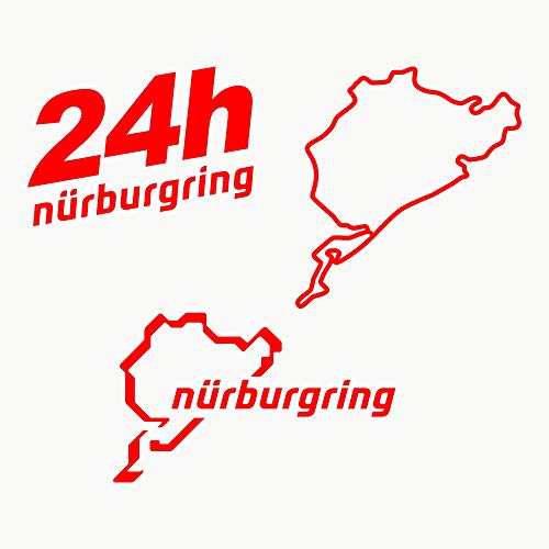 Autodomy Nürburgring Aufkleber Paket 3 Stück für Auto oder Motorrad (Rot) von AUTODOMY