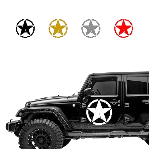 Autodomy Pack mit 2 Sticker Sterne | Militär Aufkleber Beständig gegen Regen und Sonne | Aufkleber für Auto 4x4 Offroad Geländewagen | Us Army Sticker (Weib, 10 cm) von AUTODOMY