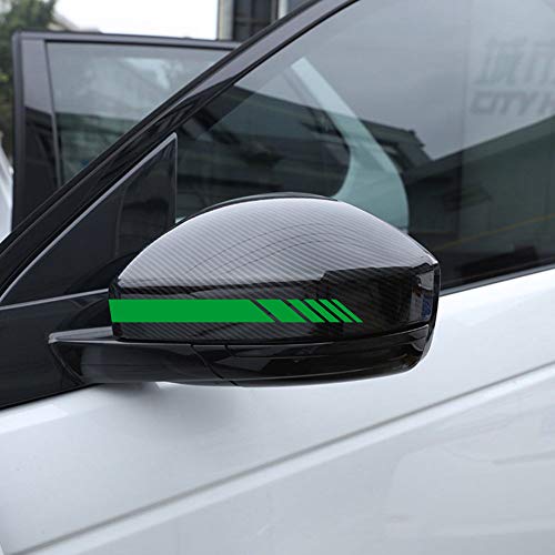 Autodomy Rückspiegel Aufkleber Stickers Auto mit Streifen Design Stripes Tuning 6 Stück mit Unterschiedlichen Breiten Sportdesign | Auto Tuning Aufkleber Streifen Grün von AUTODOMY