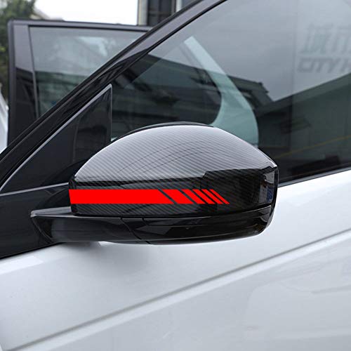 Autodomy Rückspiegel Aufkleber Stickers Auto mit Streifen Design Stripes Tuning 6 Stück mit Unterschiedlichen Breiten Sportdesign | Auto Tuning Aufkleber Streifen Rot von AUTODOMY