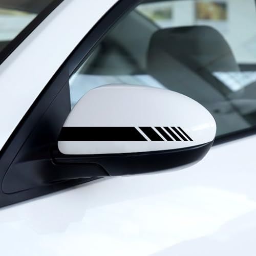 Autodomy Rückspiegel Aufkleber Stickers Auto mit Streifen Design Stripes Tuning 6 Stück mit Unterschiedlichen Breiten Sportdesign | Auto Tuning Aufkleber Streifen Schwarz von AUTODOMY
