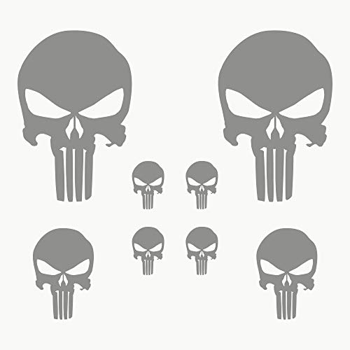 AUTODOMY Schädel Skull Geschmolzen Aufkleber Paket 8 Stück | Punisher Aufkleber für Auto oder Motorrad (Grün) von AUTODOMY