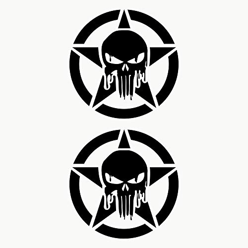 Autodomy Schädel Stern Geschmolzen Skull Off Road Sport Trail 2 Stück | Skull Aufkleber Klein für Auto oder Motorrad (Schwarz, 15 cm) von AUTODOMY