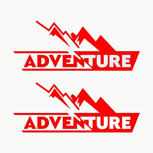 AUTODOMY Adventure Motorradkoffer Off Road Sport Trail 4x4 Aufkleber 2 Stück | Aufkleber Motorrad oder Auto | 4x4 Aufkleber Off Road Rot von AUTODOMY
