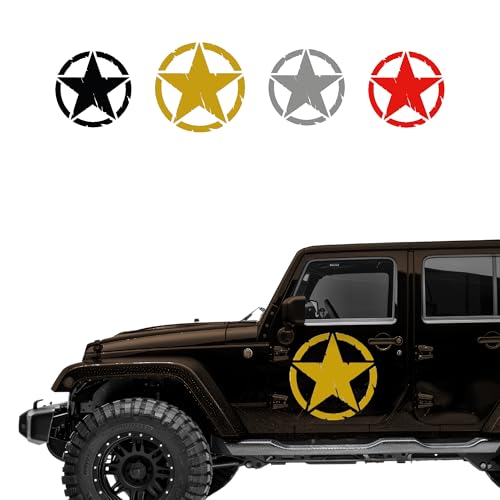 Autodomy Pack mit 2 Sticker Sterne | Militär Aufkleber Beständig gegen Regen und Sonne | Aufkleber für Auto 4x4 Offroad Geländewagen | Us Army Sticker (Gold, 25 cm) von AUTODOMY