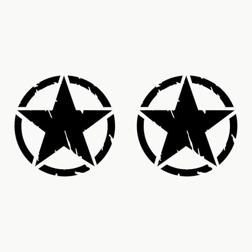 Autodomy Pack mit 2 Sticker Sterne | Militär Aufkleber Beständig gegen Regen und Sonne | Aufkleber für Auto 4x4 Offroad Geländewagen | Us Army Sticker (Schwarz, 15 cm) von AUTODOMY